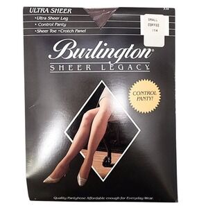 NEW Burlington Sheer Legacy Ultra Sheer Control Pantyhose Coffee Small Vintage